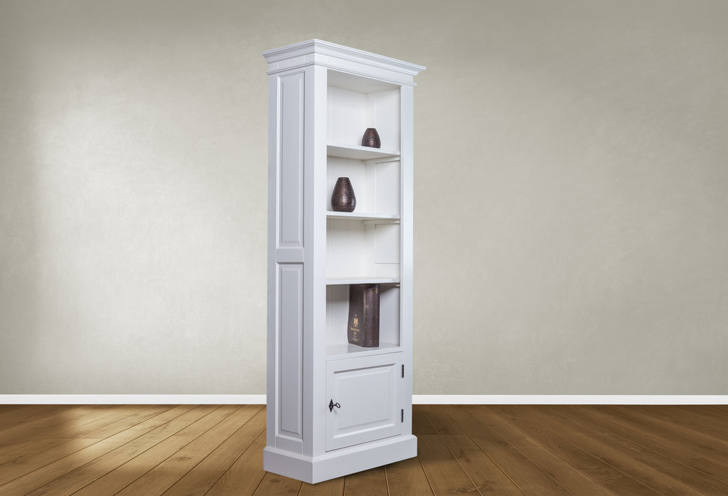 Venetia Bücherregal - 75x35x190H cm - kleines Bücherregal - 3 Fachböden - 1 Flügeltür