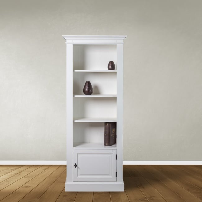 Venetia Bücherregal - 75x35x190H cm - kleines Bücherregal - 3 Fachböden - 1 Flügeltür
