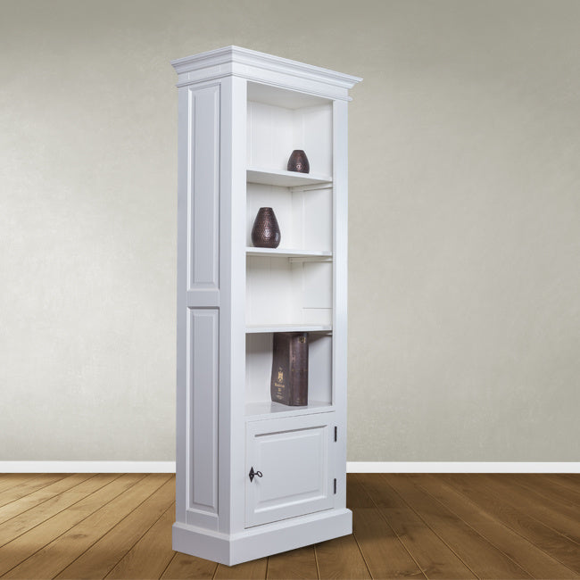 Venetia Bücherregal - 75x35x190H cm - kleines Bücherregal - 3 Fachböden - 1 Flügeltür