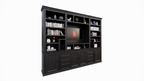 TV-Regal Victoria - 300x40x240H cm - mit Cinewall - verstellbare Einlegeböden - mit Kabeldurchlass im TV-Fach