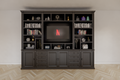 TV-Regal Victoria - 300x40x240H cm - mit Cinewall - verstellbare Einlegeböden - mit Kabeldurchlass im TV-Fach
