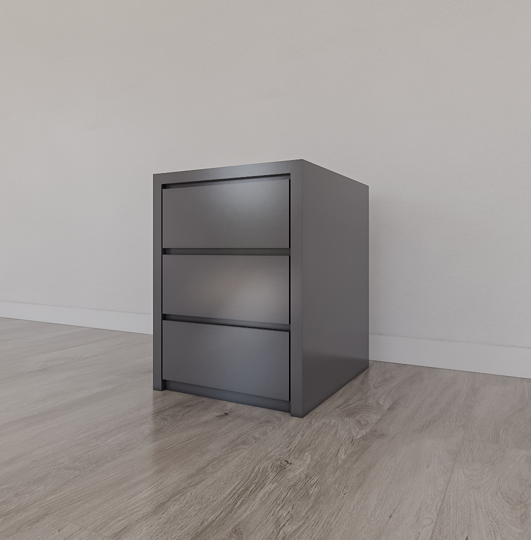 Nachttisch/Schubladenblock Vigo - 45x55x60H cm - 3 grifflose Soft-Close-Schubladen - schlankes Design