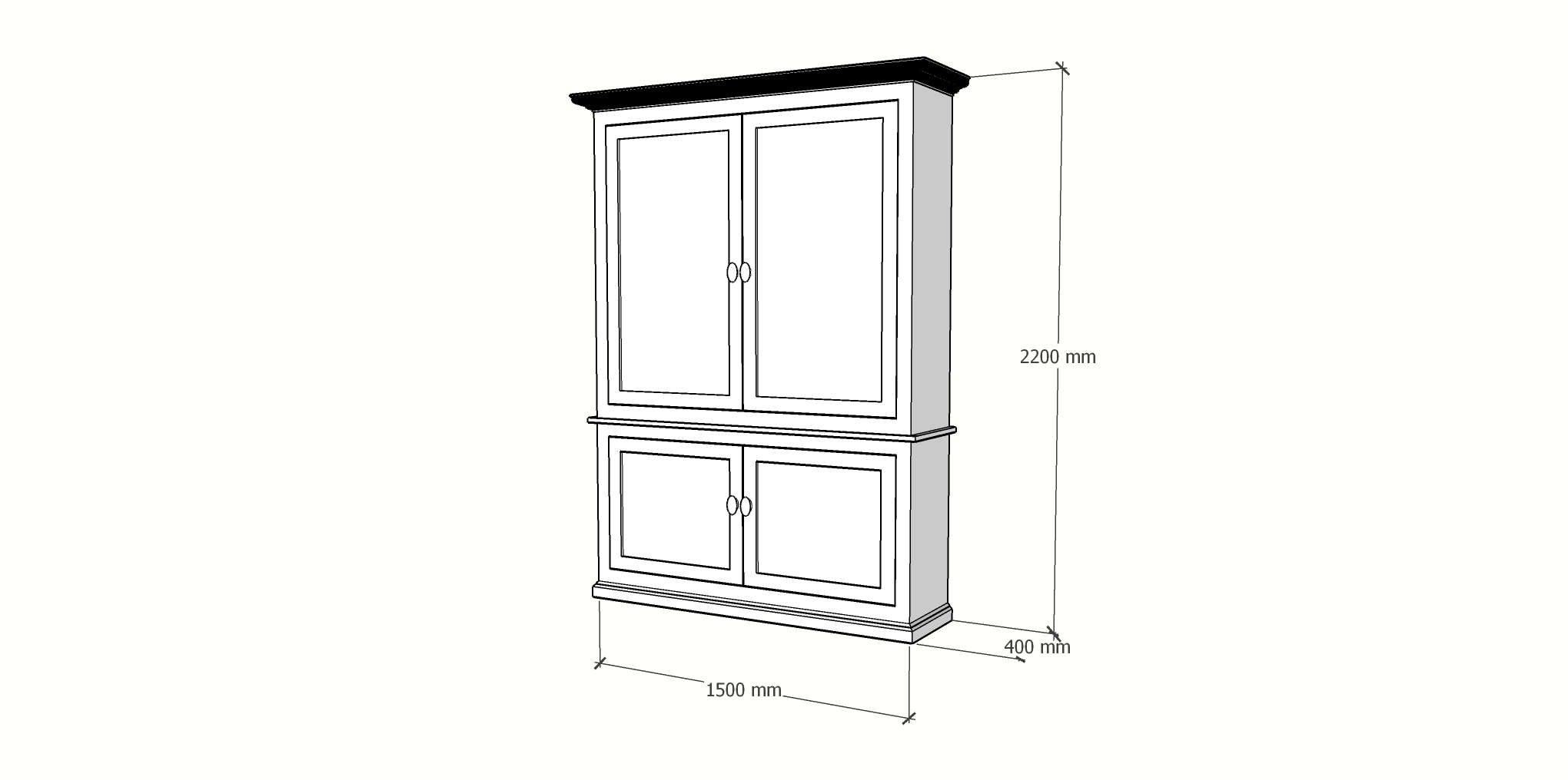 Buffetschrank Viseu -150x40x220H cm - geschlossene Türen