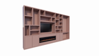 TV-/Bürofachschrank Viterbo mit Kamin - 460x40x255H cm - 5cm Fachbodenstärke - PREIS AUF ANFRAGE
