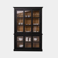 Glasvitrine Apeldoorn - 150x47x220H - Ober- und Unterschrank mit Glasschiebetüren - Eichenrückwand - Glasseiten