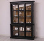 Glasvitrine Apeldoorn - 150x47x220H - Ober- und Unterschrank mit Glasschiebetüren - Eichenrückwand - Glasseiten