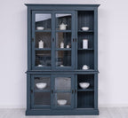 Glasvitrine Apeldoorn - 150x47x220H - Ober- und Unterschrank mit Glasschiebetüren - Eichenrückwand - Glasseiten