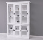 Glasvitrine Apeldoorn - 150x47x220H - Ober- und Unterschrank mit Glasschiebetüren - Eichenrückwand - Glasseiten