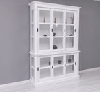 Glasvitrine Apeldoorn - 150x47x220H - Ober- und Unterschrank mit Glasschiebetüren - Eichenrückwand - Glasseiten