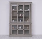 Glasvitrine Apeldoorn - 150x47x220H - Ober- und Unterschrank mit Glasschiebetüren - Eichenrückwand - Glasseiten