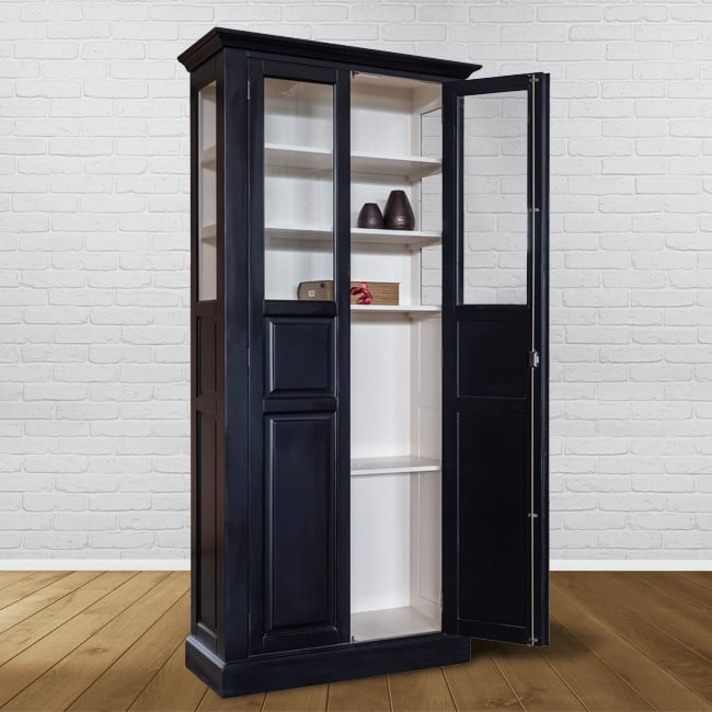 Vitrine Cape Class - 95x50x230H cm - 4 Einlegeböden - Seiten aus Glas - lange Flügeltüren - Glasvitrine - geschlossene Türen