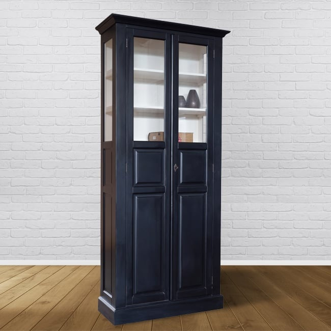Vitrine Cape Class - 95x50x230H cm - 4 Einlegeböden - Seiten aus Glas - lange Flügeltüren - Glasvitrine - geschlossene Türen