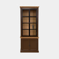 Montblanc Vitrine - 100x43x240H cm - 2 Flügeltüren aus schwarzem Stahl - Rückwand aus Eichenholz - Deck- und Bodenleisten aus Eichenholz - Spotbeleuchtung - Glasböden - 1 ausziehbarer Einlegeboden - 2 geschlossene Flügeltüren