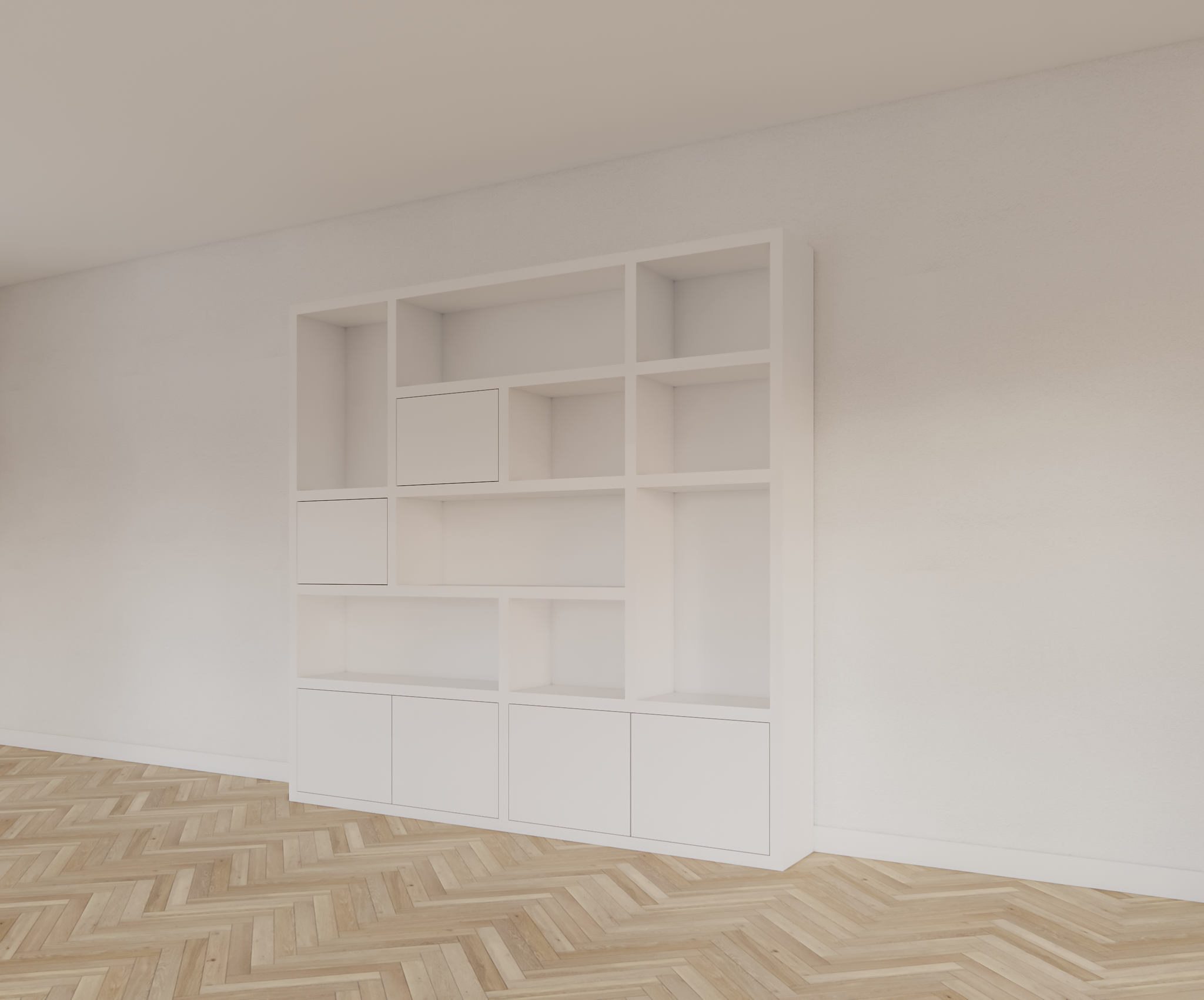 Vlore Fächerschrank - 250x35x240H cm - push to open Türen - Oberschrank 2 Türen - schlichte Ausführung