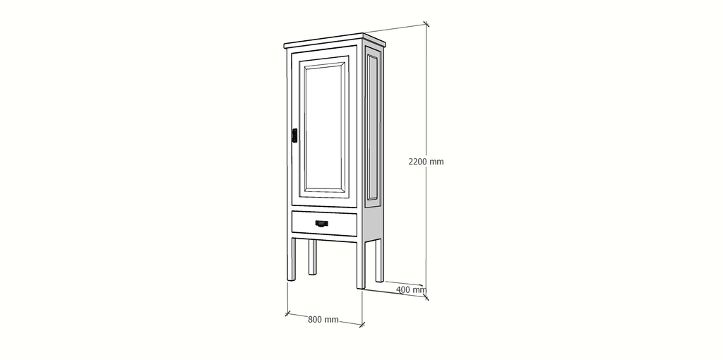 Volos Schrank - 80x40x220H cm - Schrank auf Beinen