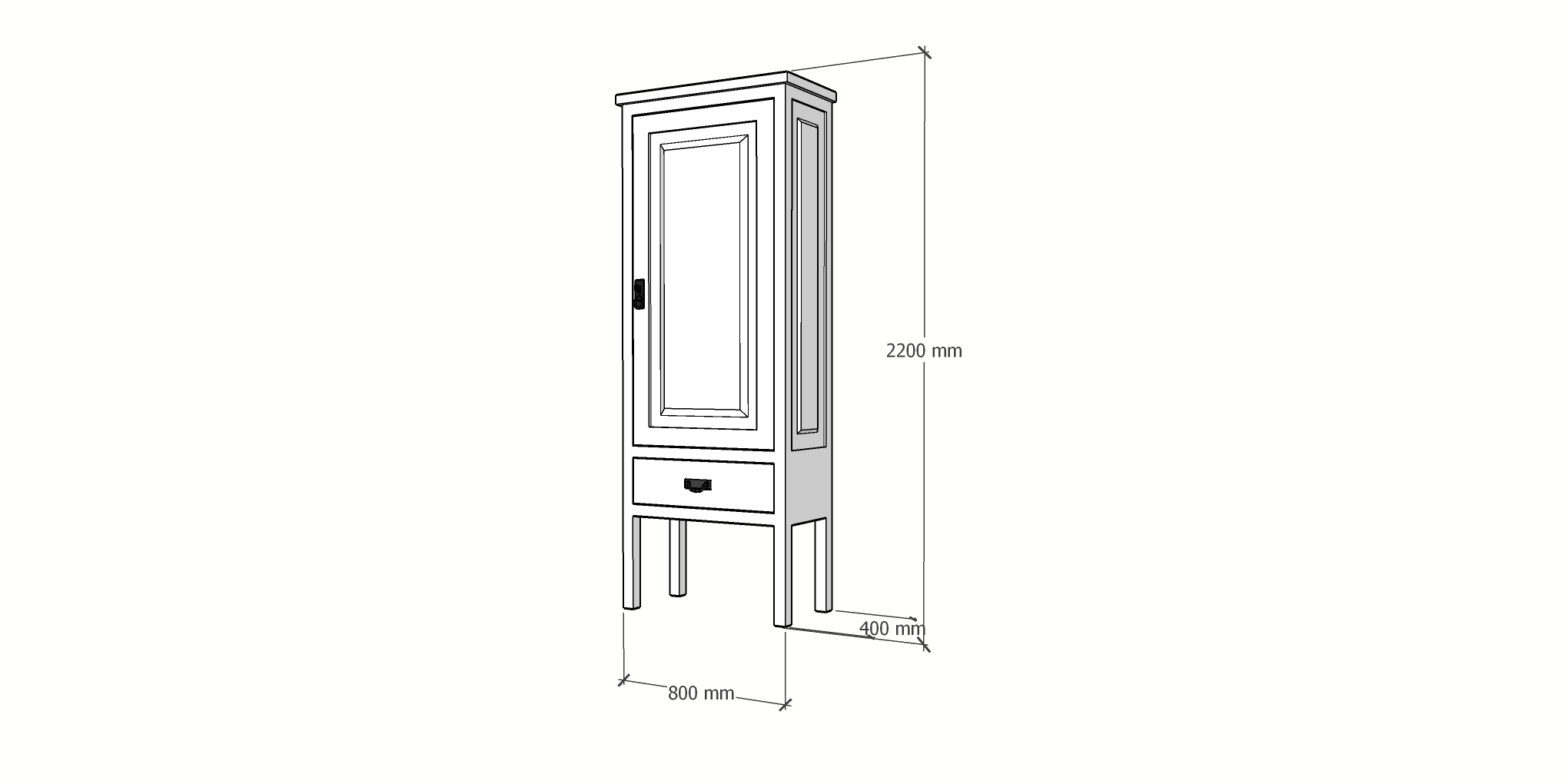 Volos Schrank - 80x40x220H cm - Schrank auf Beinen
