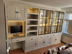 Schreibtisch-Sideboard Kansas - 340x50x220H cm - mit Stahltüren - Schreibtischfach mit ausziehbarem Fachboden - offenes Bücherregal