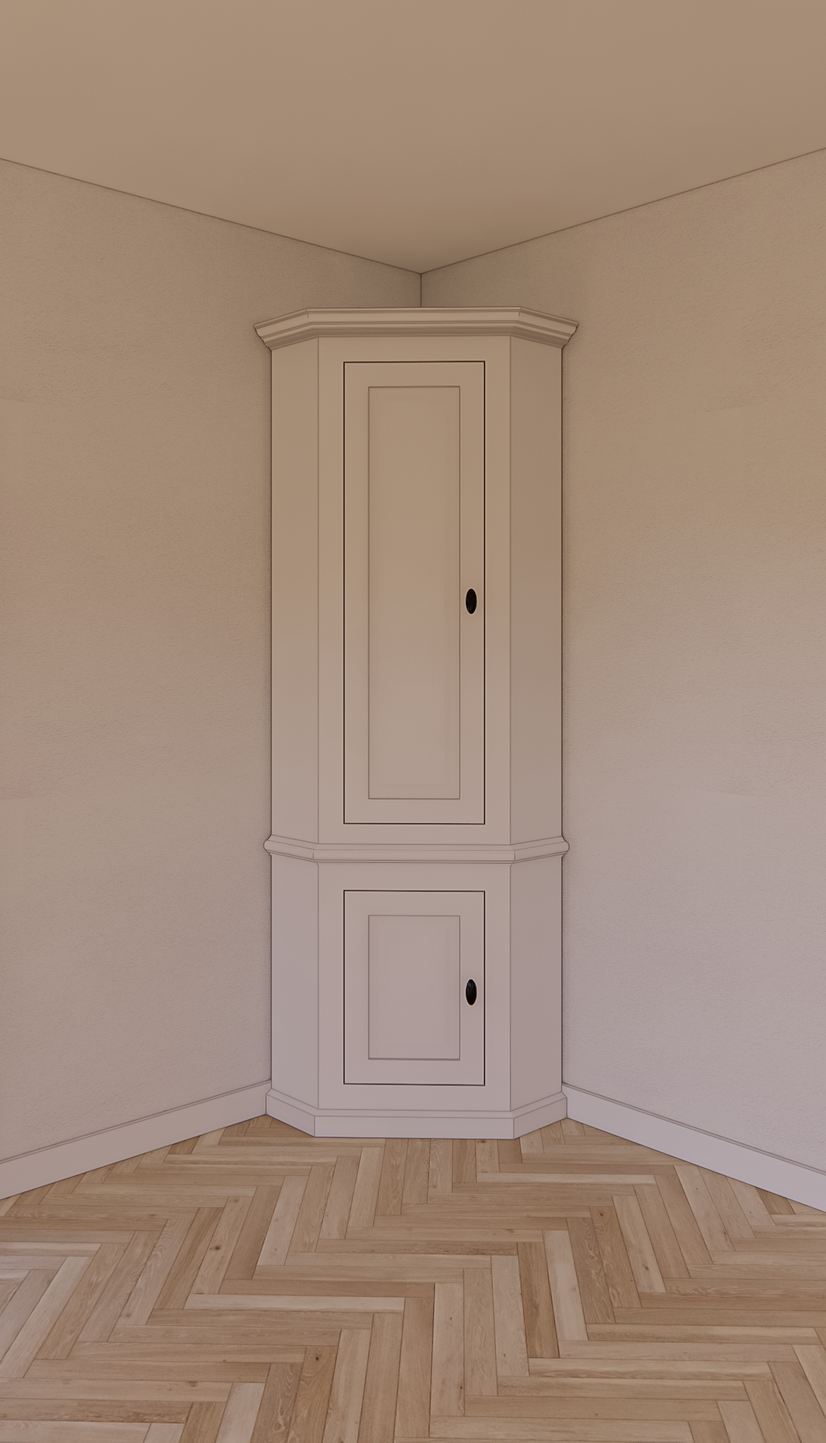 Eck-Kleiderschrank Willemstad - 60x60x230H cm - 2 geschlossene Flügeltüren - rustikale Ausführung