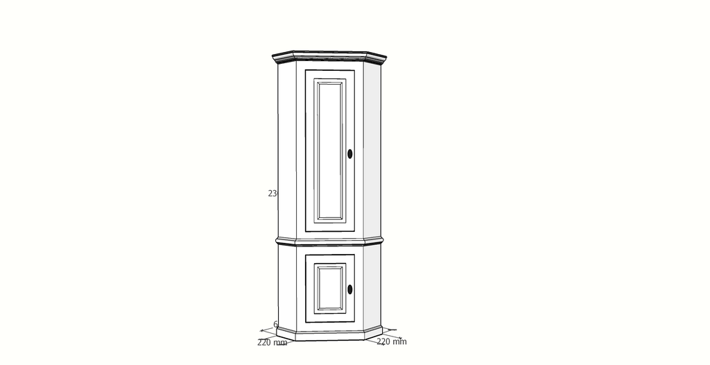 Eck-Kleiderschrank Willemstad - 60x60x230H cm - 2 geschlossene Flügeltüren - rustikale Ausführung