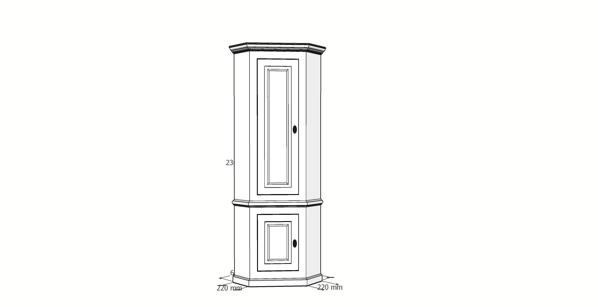 Eck-Kleiderschrank Willemstad - 60x60x230H cm - 2 geschlossene Flügeltüren - rustikale Ausführung