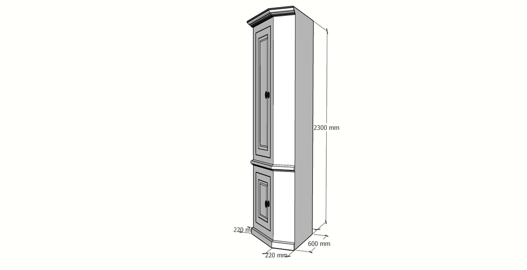 Eck-Kleiderschrank Willemstad - 60x60x230H cm - 2 geschlossene Flügeltüren - rustikale Ausführung