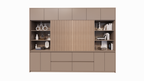 Kleiderschrank/TV-Schrank Winterberg 2 - 320x40x240H cm - TV-Fach - Cinewall - Schiebepaneele aus Eiche - offene Einlegeböden - 4 grifflose Schubladen - 6 Push-to-open-Türen - 4 grifflose Türen - schlichtes Design