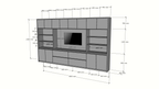 TV-Fachschrank/TV-Schrank Winterberg - 400x40x240H cm - Cinewall - TV-Fach - mit Schiebetüren - 12 Push-to-open-Türen - 4 grifflose Soft-Close-Schubladen - schlankes Design - zerlegbar - 5cm Fachbodenstärke