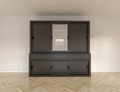 Buffetschrank Yellowstone - 240x50x220H cm - 2 geschlossene Schiebetüren - 1 jungfräuliche Aufreißtür - 3 grifflose Schubladen - schlichte Zierleisten.