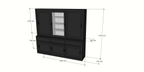 Buffetschrank Yellowstone - 240x50x220H cm - 2 geschlossene Schiebetüren - 1 jungfräuliche Aufreißtür - 3 grifflose Schubladen - schlichte Zierleisten.