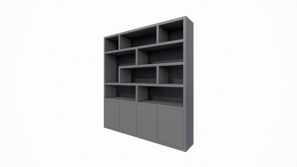 Regal Yukon - 227x50x240H cm - 5cm Regalstärke - schlankes Design - offene Regale - push to open Türen