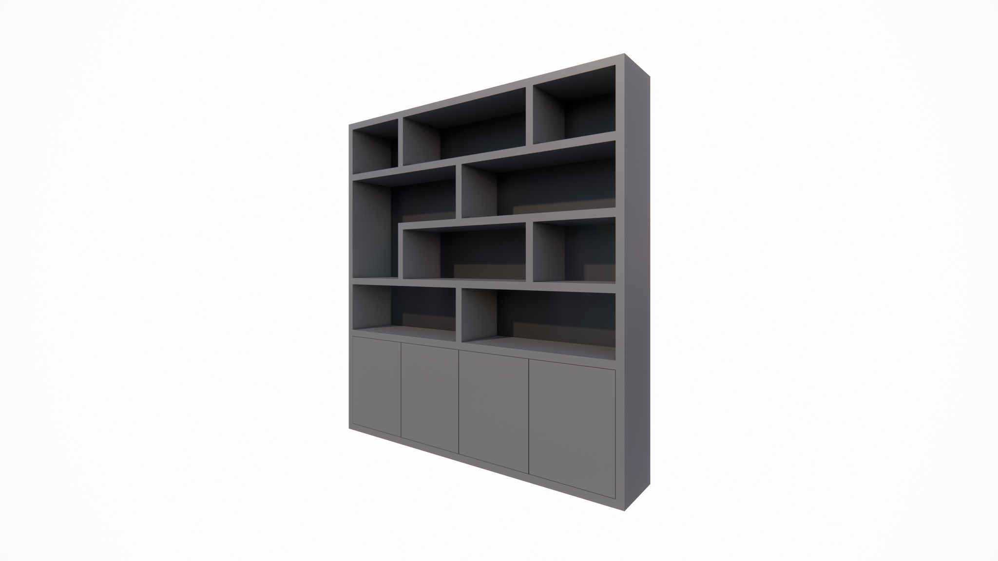 Regal Yukon - 227x50x240H cm - 5cm Regalstärke - schlankes Design - offene Regale - push to open Türen