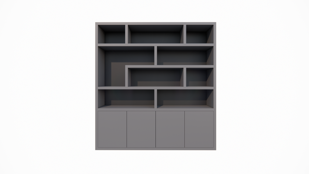 Regal Yukon - 227x50x240H cm - 5cm Regalstärke - schlankes Design - offene Regale - push to open Türen