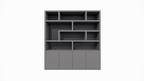 Regal Yukon - 227x50x240H cm - 5cm Regalstärke - schlankes Design - offene Regale - push to open Türen
