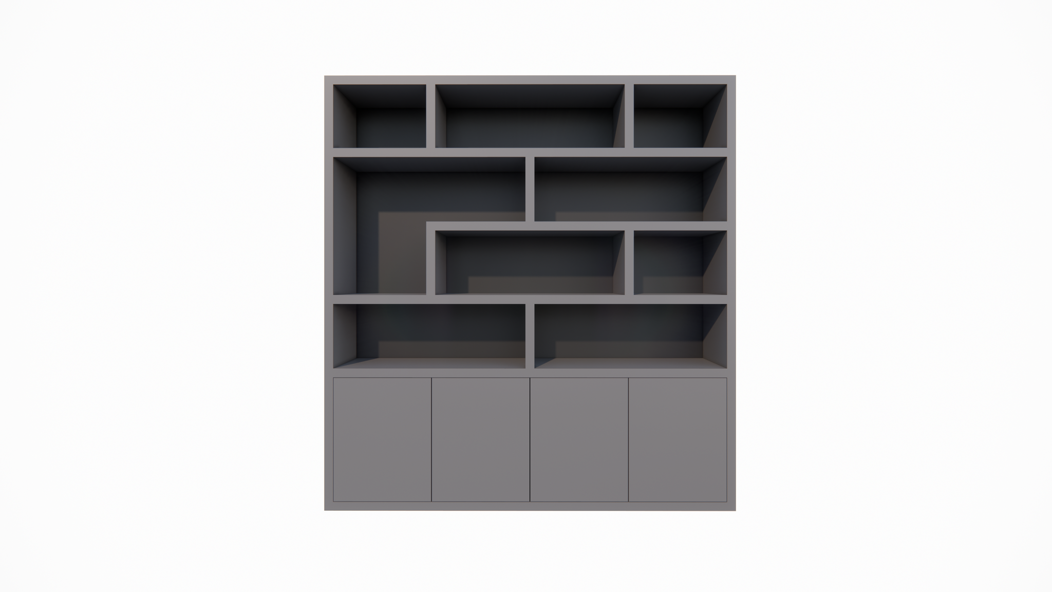 Regal Yukon - 227x50x240H cm - 5cm Regalstärke - schlankes Design - offene Regale - push to open Türen