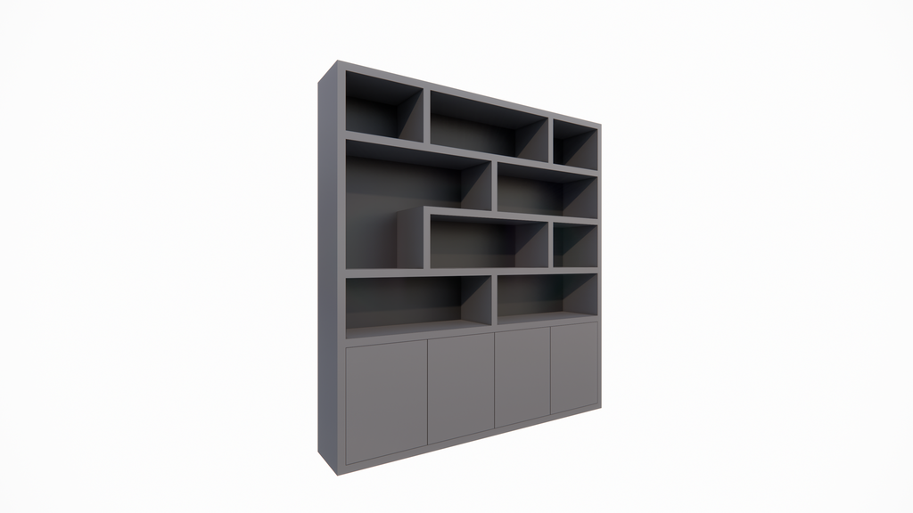 Regal Yukon - 227x50x240H cm - 5cm Regalstärke - schlankes Design - offene Regale - push to open Türen