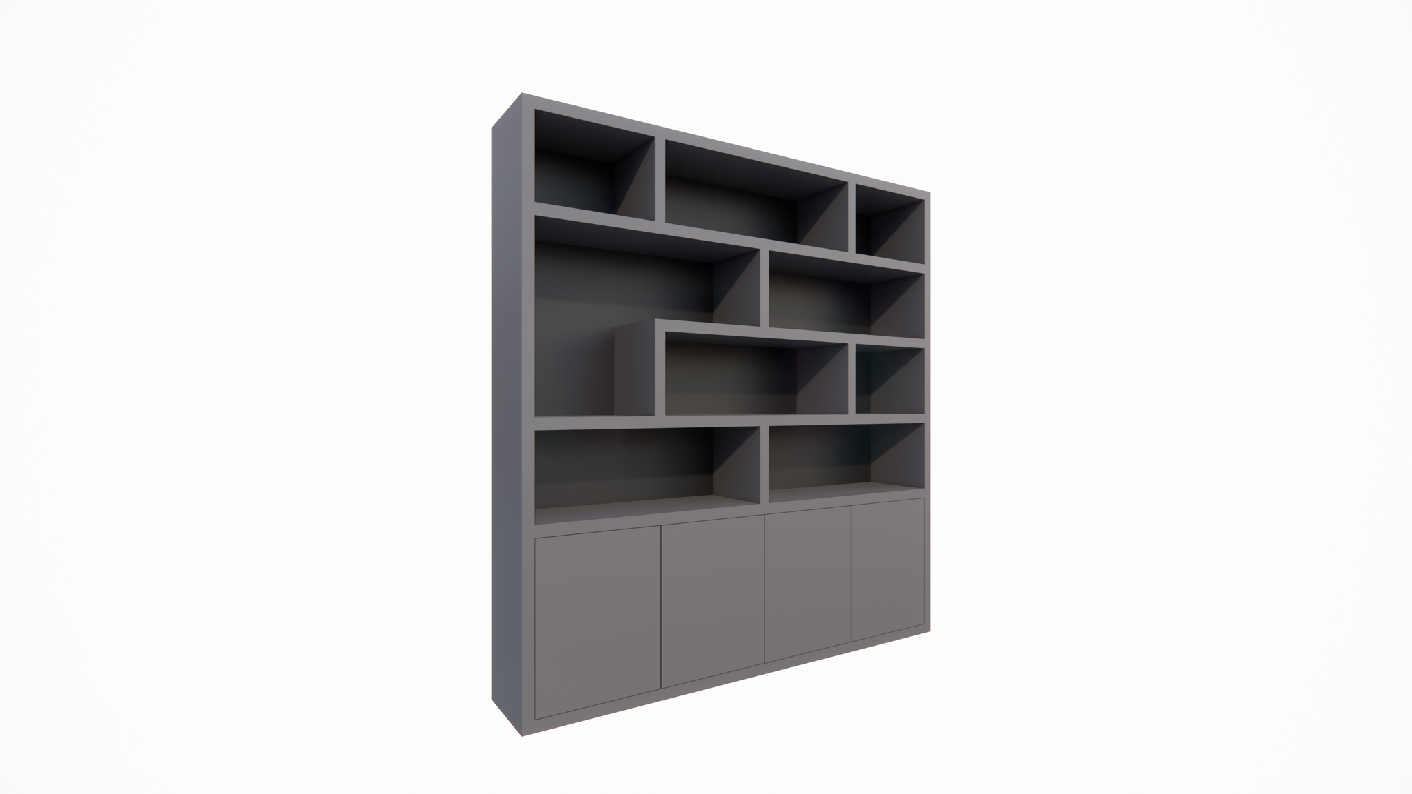 Regal Yukon - 227x50x240H cm - 5cm Regalstärke - schlankes Design - offene Regale - push to open Türen
