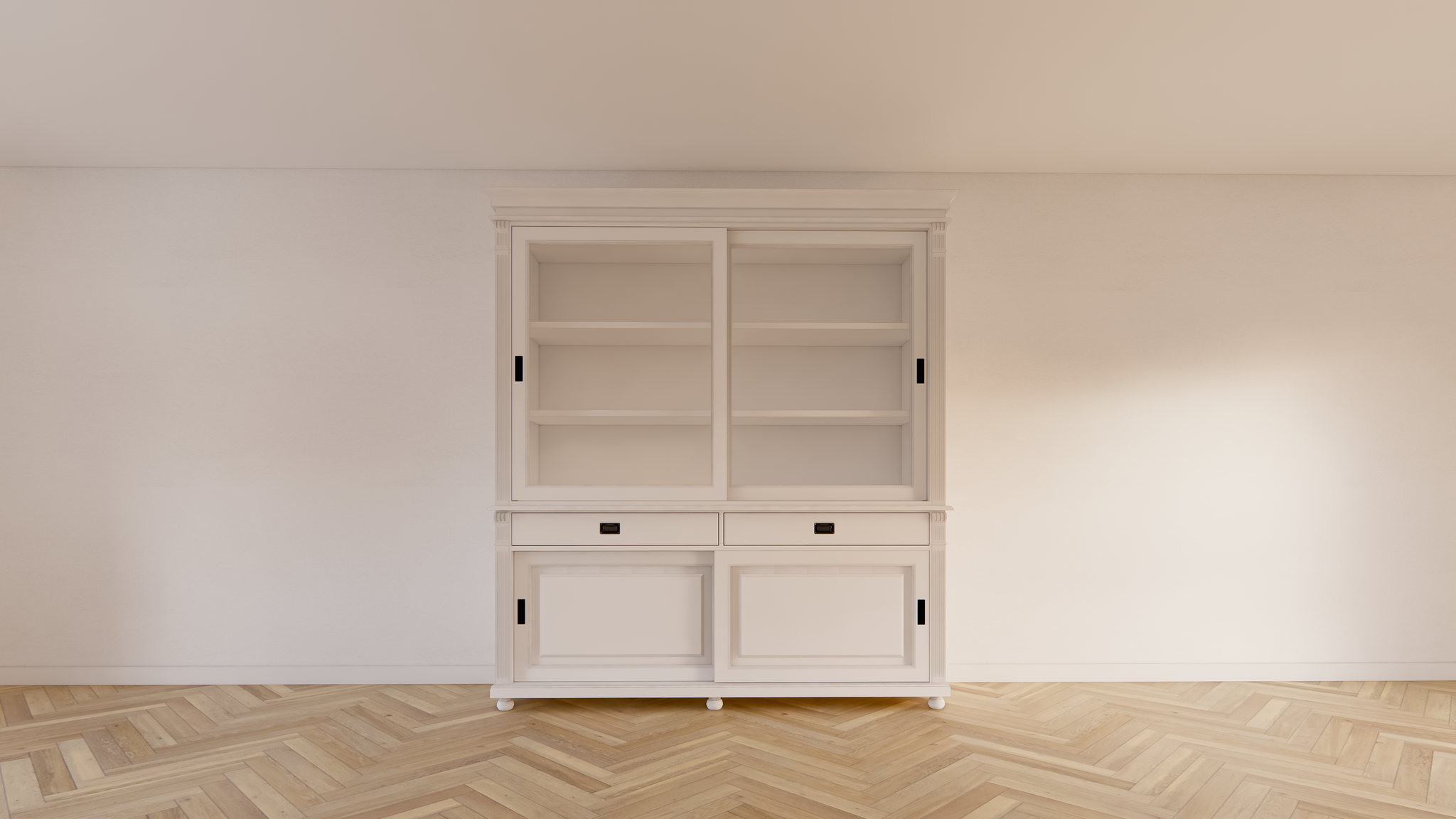 Buffetschrank Zanthus - 200x50x230H cm - runde Beine - Schiebetüren - Soft-Close-Schubladen
