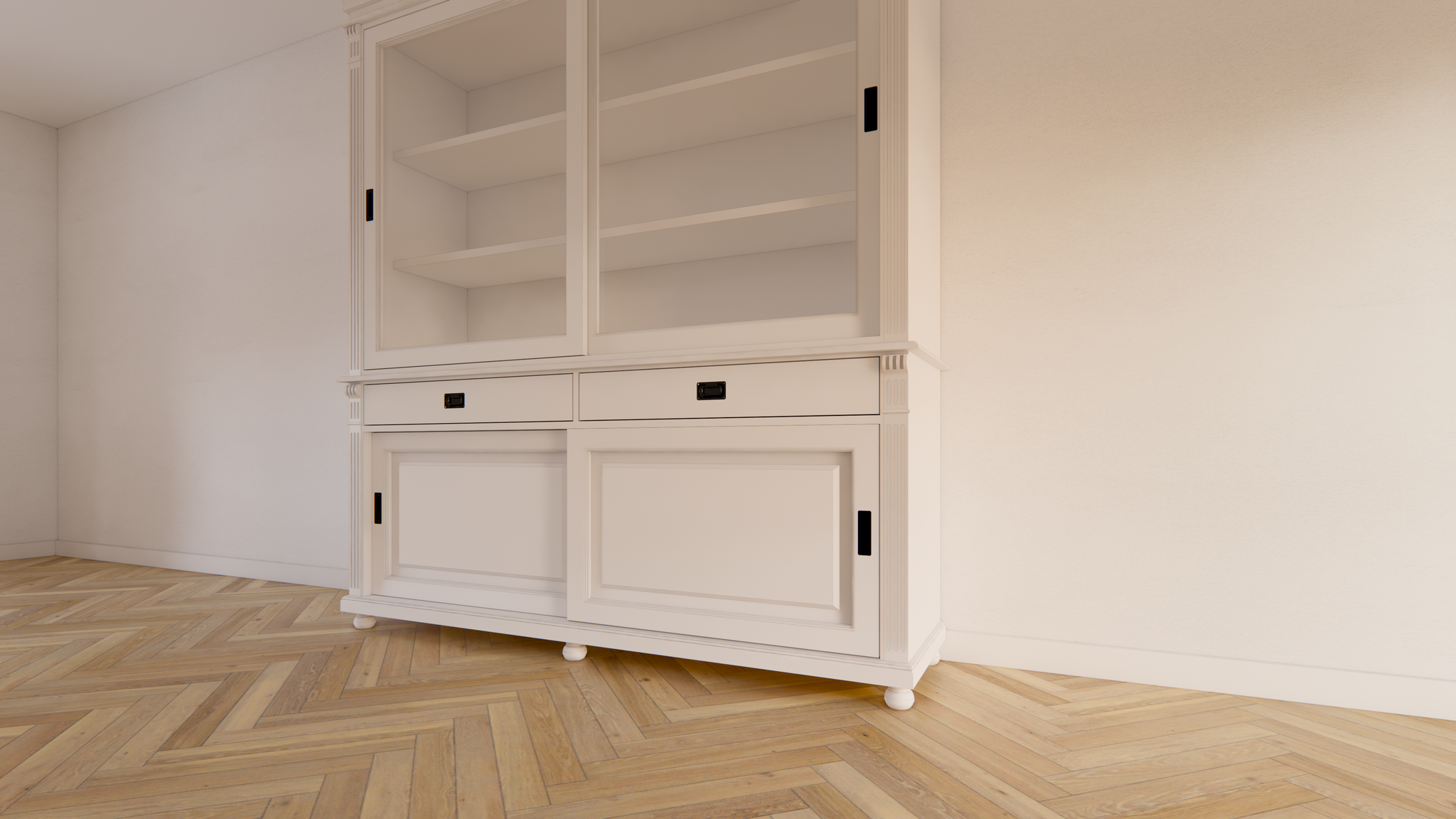 Buffetschrank Zanthus - 200x50x230H cm - runde Beine - Schiebetüren - Soft-Close-Schubladen