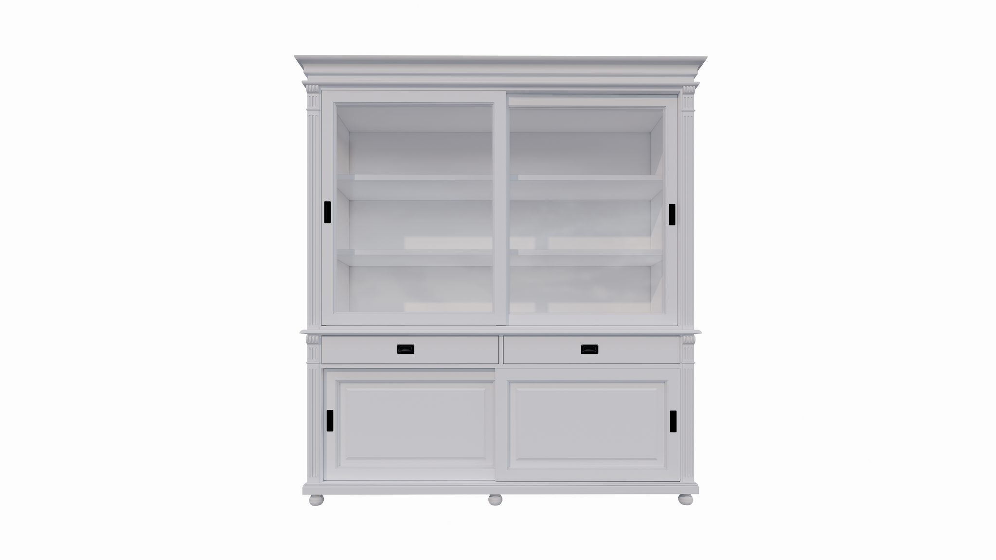 Buffetschrank Zanthus - 200x50x230H cm - runde Beine - Schiebetüren - Soft-Close-Schubladen