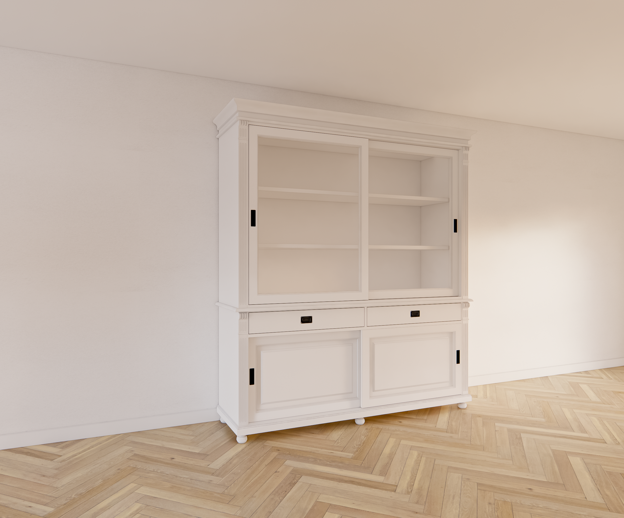Buffetschrank Zanthus - 200x50x230H cm - runde Beine - Schiebetüren - Soft-Close-Schubladen