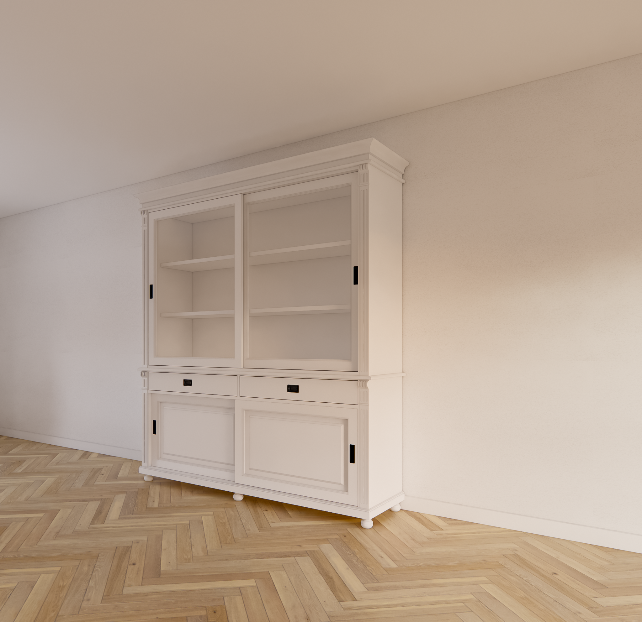 Buffetschrank Zanthus - 200x50x230H cm - runde Beine - Schiebetüren - Soft-Close-Schubladen