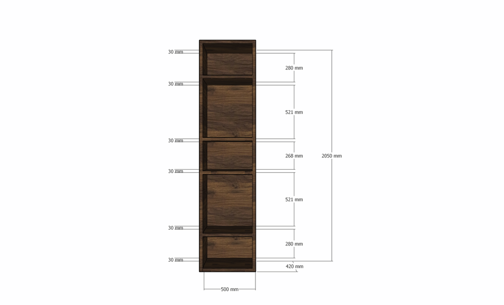 Sideboard Zoutelande - 50x42x205H cm - Eiche - offene Regale